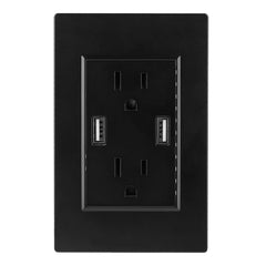 Black-White Color Options -- 1Pc USB Wall Outlet Dual 2.4A USB Wall Charger High Speed Duplex Wall Socket US Standard