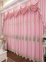 2 Panels European Style High-end Luxury Embroidered Curtains For Modern Bedroom, Without Valance