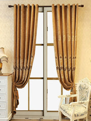 2 Pieces Elegant European Blackout Curtains - Simple Beige Velvet Decor Embroidery, UV Protection, Machine Washable Living Room And Bedroom, Light Control