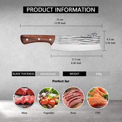 Kegani Meat Cleaver Knife - Heavy Duty Bone Chopper - 1.4 Lbs Butcher Knife Bone Knife - High Carbon Steel Butcher Knife For Meat Cutting, Bone Cutting