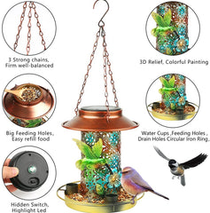 Solar Bird Feeder For Outdoors Hanging, Metal Wild Bird Feeder For Cardinals Solar Garden Lantern With S Hook As Gift For Bird Lovers