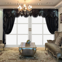 European Luxury Villa, Thick And Luxurious All-black Velvet Curtains, Living Room, Dining Room, Perfect Curtains.