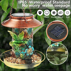 Solar Bird Feeder For Outdoors Hanging, Metal Wild Bird Feeder For Cardinals Solar Garden Lantern With S Hook As Gift For Bird Lovers