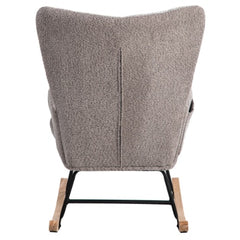 Rocking Chair, Fabric Relaxing Chair Wingback Accent Chair With Solid Wood Legs, Accent Armchair With Ottoman Single Sofa, Chair With Footstool And Pillow For Home Living Room Bedroom, Multicolour