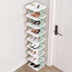 1Pc 9Tier Narrow Entryway Shoe Rack Plastic Vertical Shoe Organizer Space Saving Free Standing Shoes Storage Shelf Closet Hallway