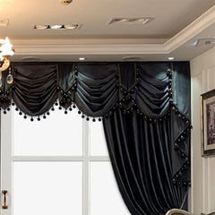 European Luxury Villa, Thick And Luxurious All-black Velvet Curtains, Living Room, Dining Room, Perfect Curtains.
