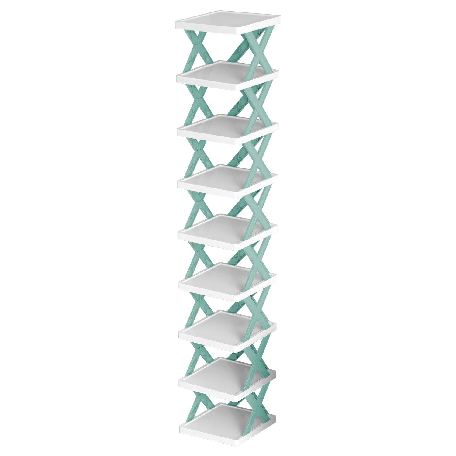 1Pc 9Tier Narrow Entryway Shoe Rack Plastic Vertical Shoe Organizer Space Saving Free Standing Shoes Storage Shelf Closet Hallway