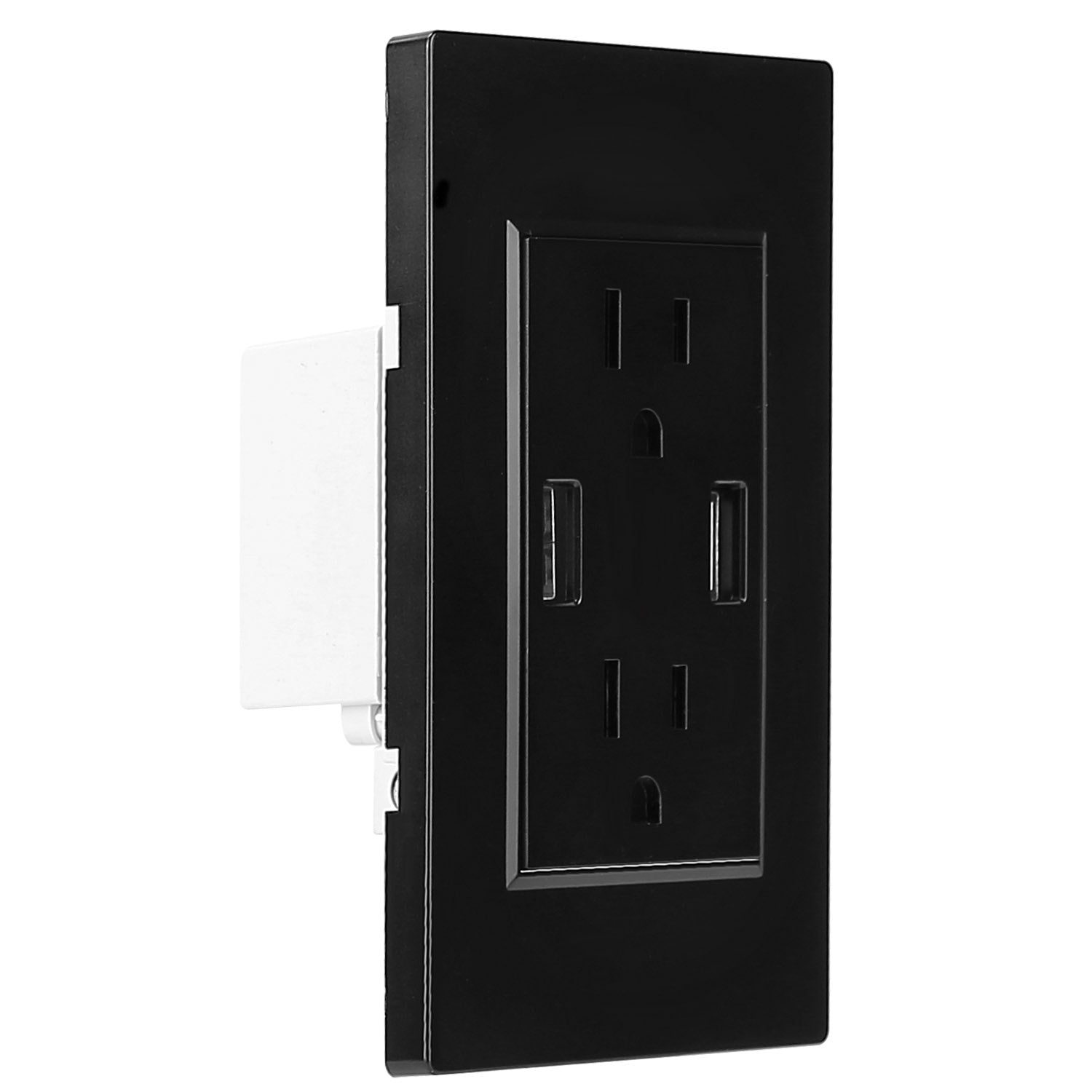 Black-White Color Options -- 1Pc USB Wall Outlet Dual 2.4A USB Wall Charger High Speed Duplex Wall Socket US Standard