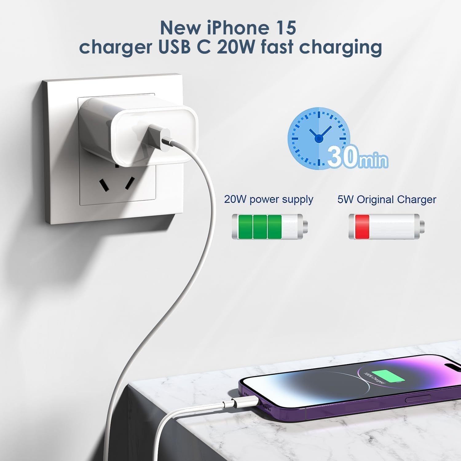 Phone Charger, Cube Phone Charger Travel 2Pack 6FT Lightning Cable Cord Quick Fast Charging Cord USB Wall Chargers Travel Plug Adapter For Phone 16 15 14 13 12 11 X 8 Plus XR XS Max 7 SE IPad, Airpods