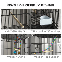Double Stackable Bird Cage On Wheels With Stand, For Canaries