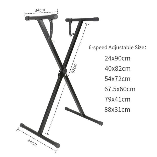 X-type Keyboard Stand And Adjustable Folding Piano Bench Stool Seat -Black