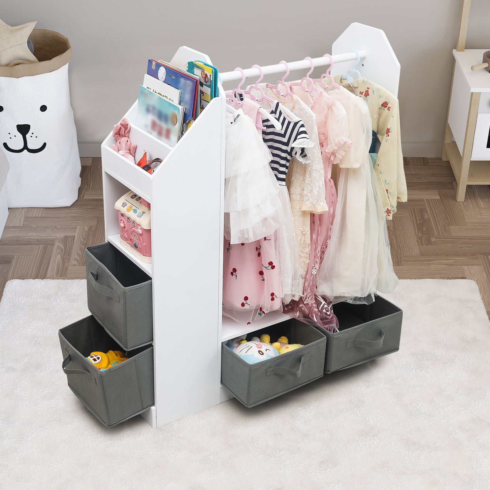 Children's Clothing Storage Racks, Clothing Racks, Children's Wardrobes, Open Hanging Wardrobes With Mirrors