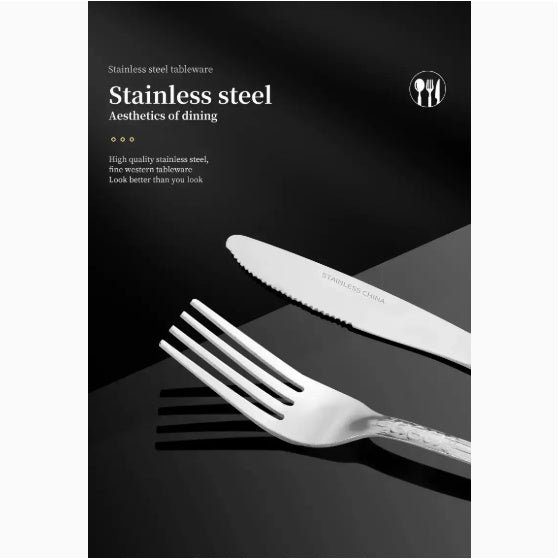 Product Name  Deluxe Premium Cutlery Flatware Set For The Home  Stainless Steel Cutlery Service With 1 Dinner Fork, 1 Dinner Knife, 1 Dinner Spoon And 1 Tea Spoon  Durable, Elegant And Rust  Resista