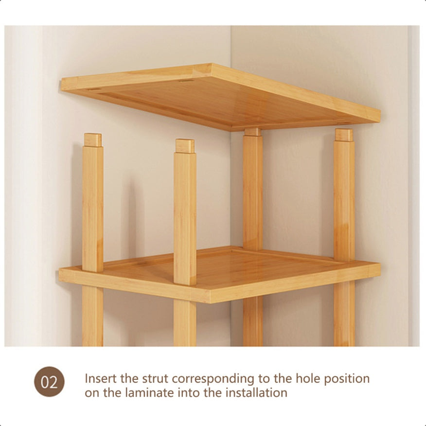 6-Tier Bamboo Shoe Rack - Vertical Space Saving Shoe Organizer Corner Shelf UK