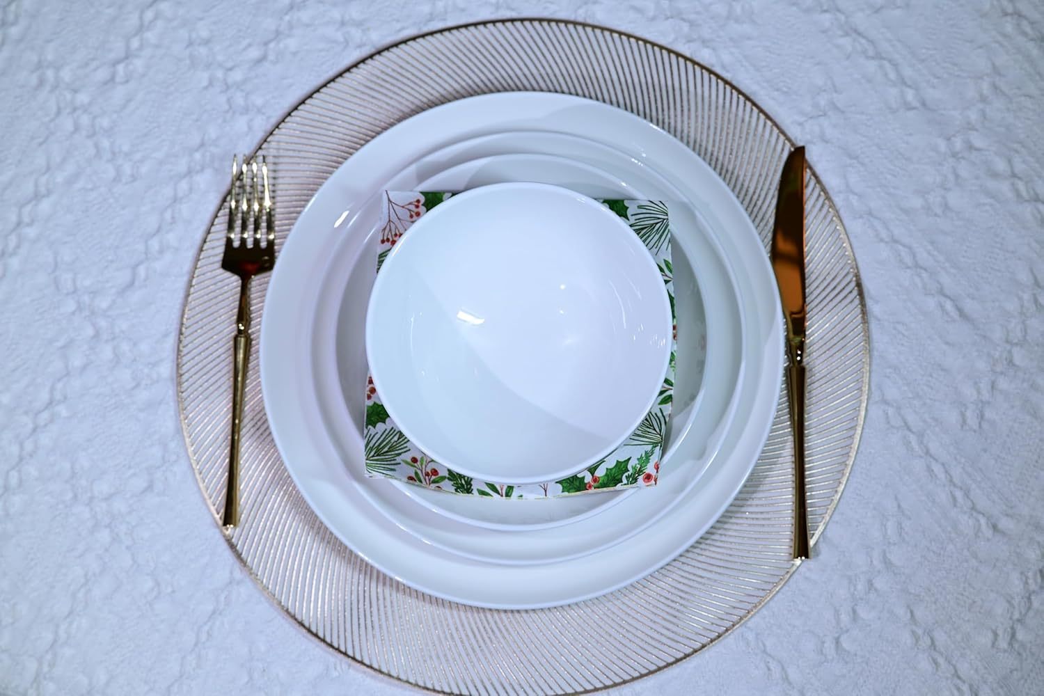 Jasmine Bone China Dinnerware Set, 16 Pieces, Service For 4, White Plates, Dishes, Bowls Set, Microwave And Dishwasher Safe